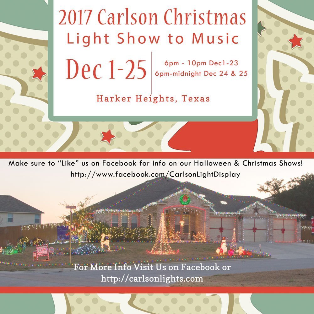 2017 Carlson Christmas Light Show to music near Fort Hood. Central Texas Light Show to Music.