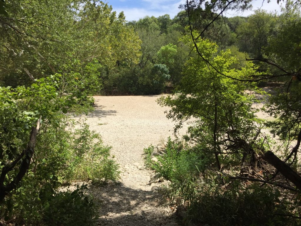 Gus Fruh Swimming Hole on Barton Creek Greenbelt Trail dried up