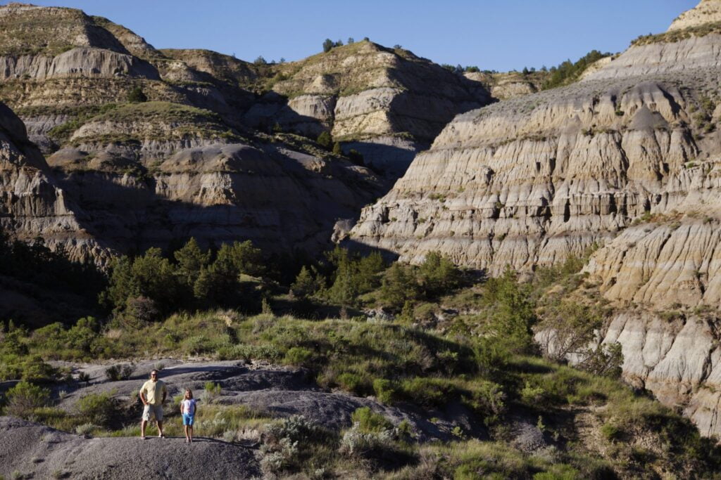 Hiking in the North Unit of Theodore Roosevelt National Park near Watford City in North Dakota