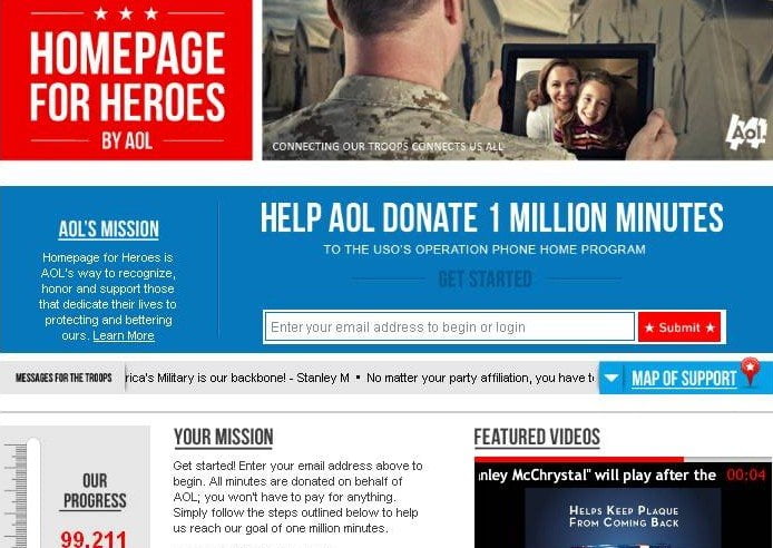 AOL Homepage for Heros