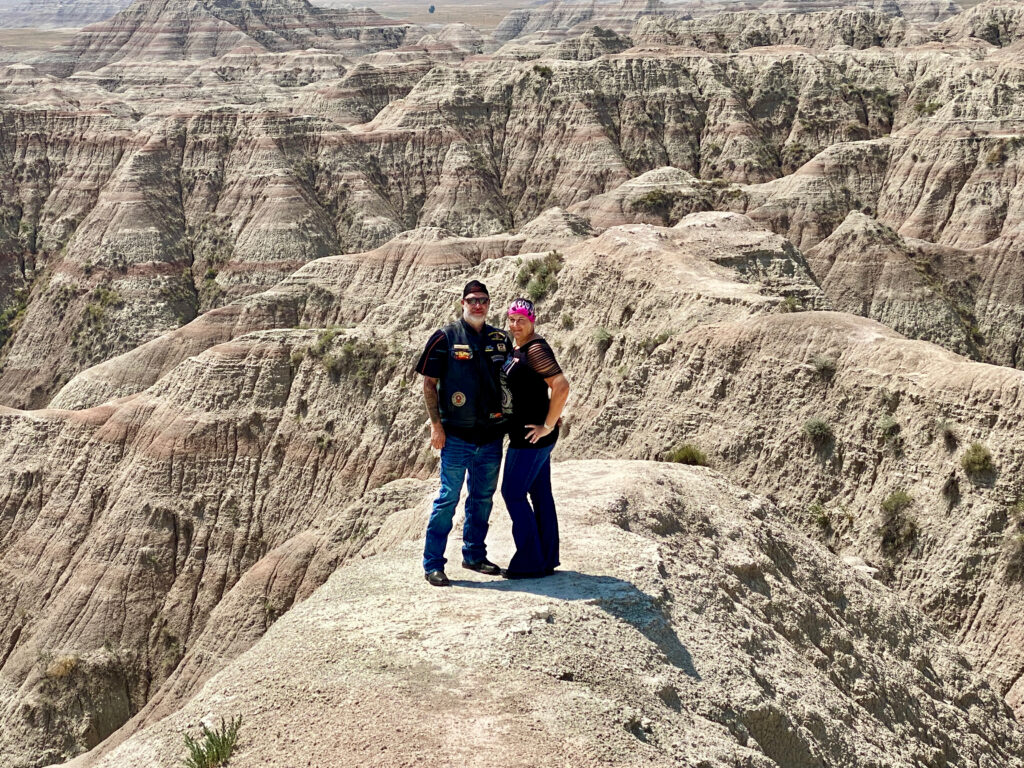 standing in badlands national park