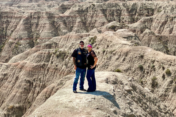 standing in badlands national park