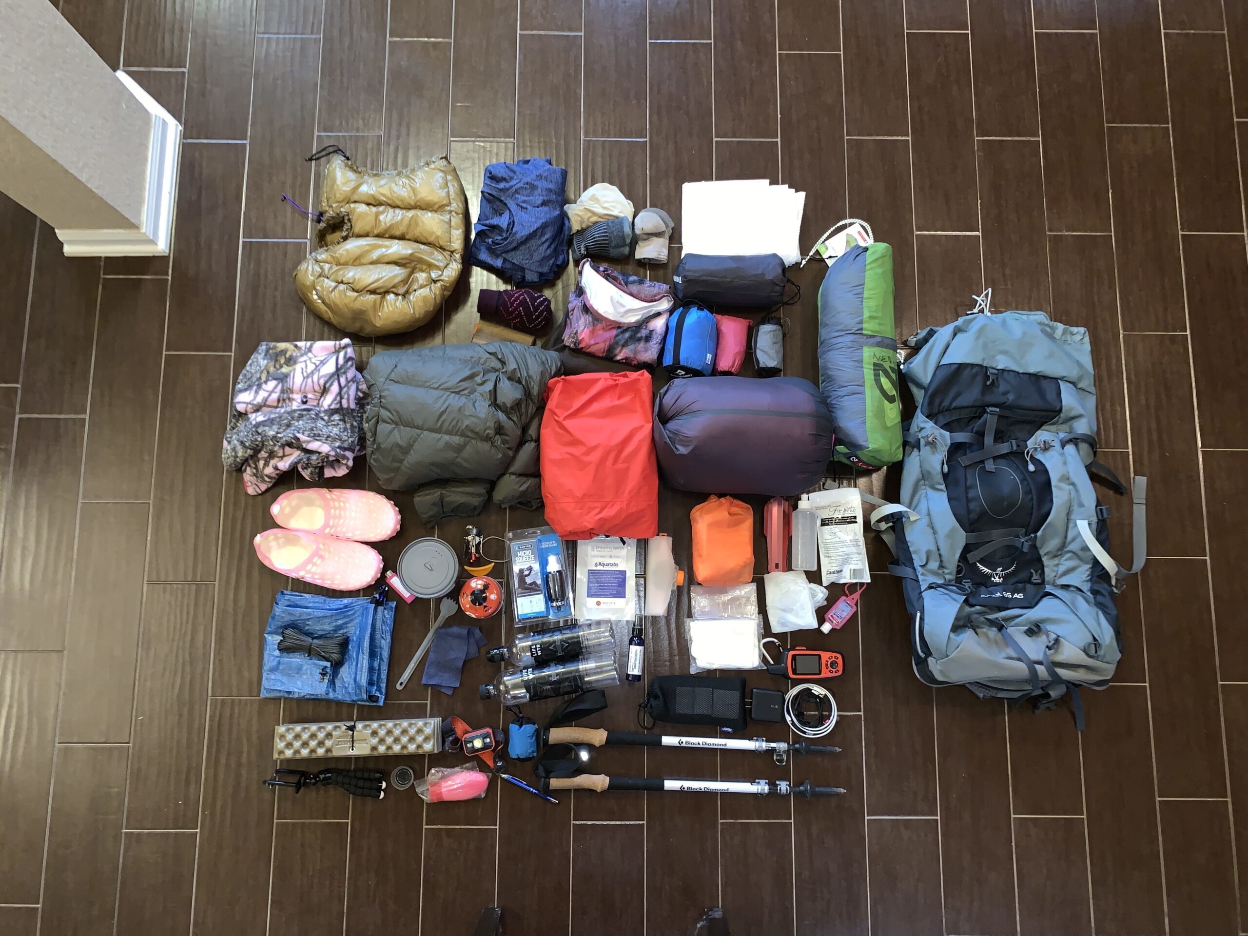 Lone Star Hiking Trail Gear Layout - PreHike