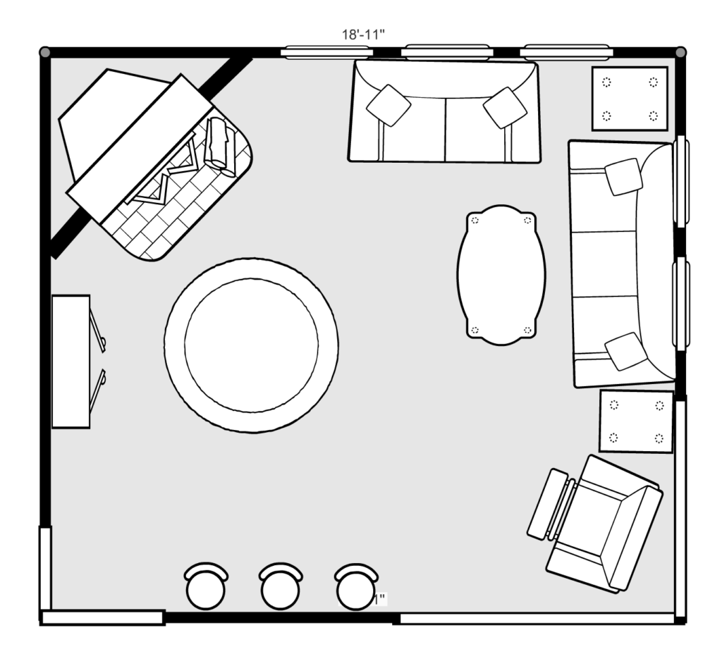 Original Family Room Layout using a Room Builder Layout