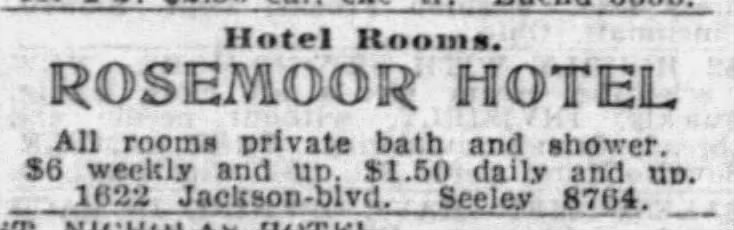 Rosemoor Hotel 1933 Daily Rate Chicago Tribune Nov 26 1933 nuttyhiker