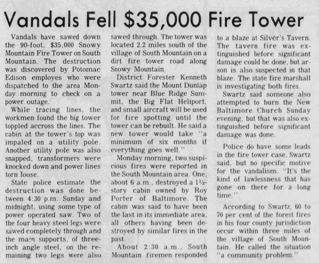 Snowy Mtn Fire Tower Fallen