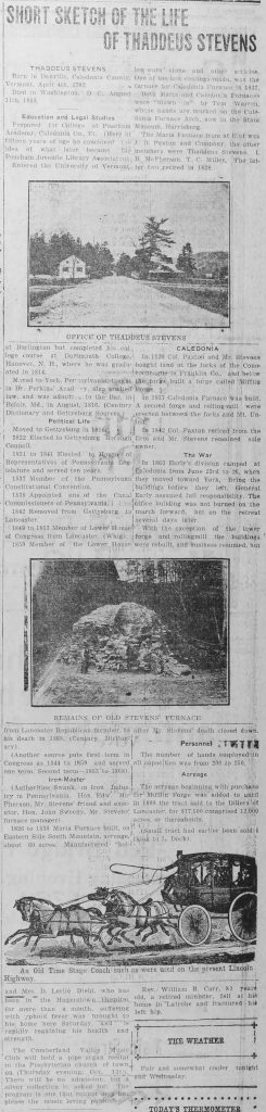 Thaddeus Stevens Short Bio Franklin Repository Oct 4 1921
