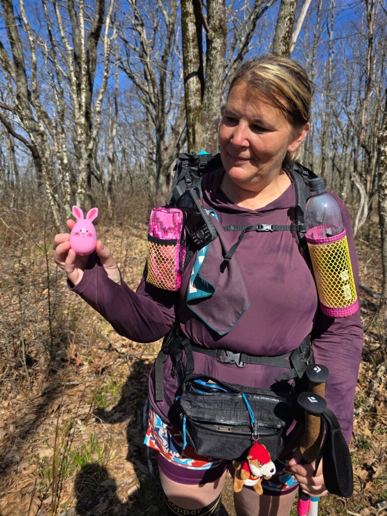 appalachian trail day 15 found an easter egg on trail I am holding it up