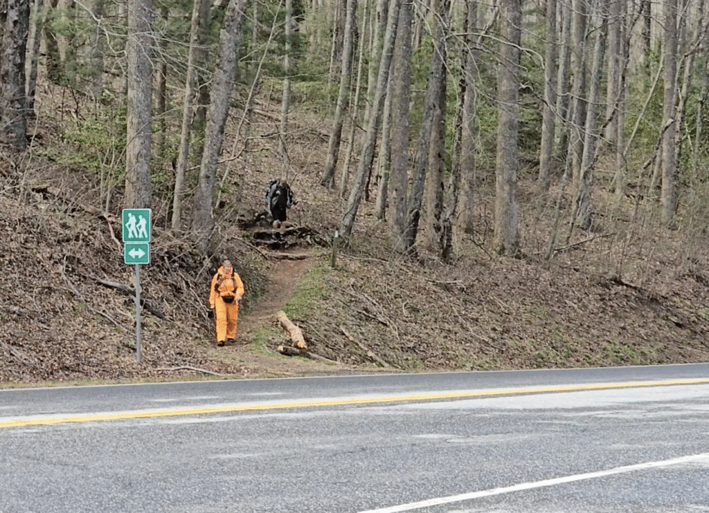 Appalachian Trail Day 8, coming down into Unicoi Gap in my rain suit