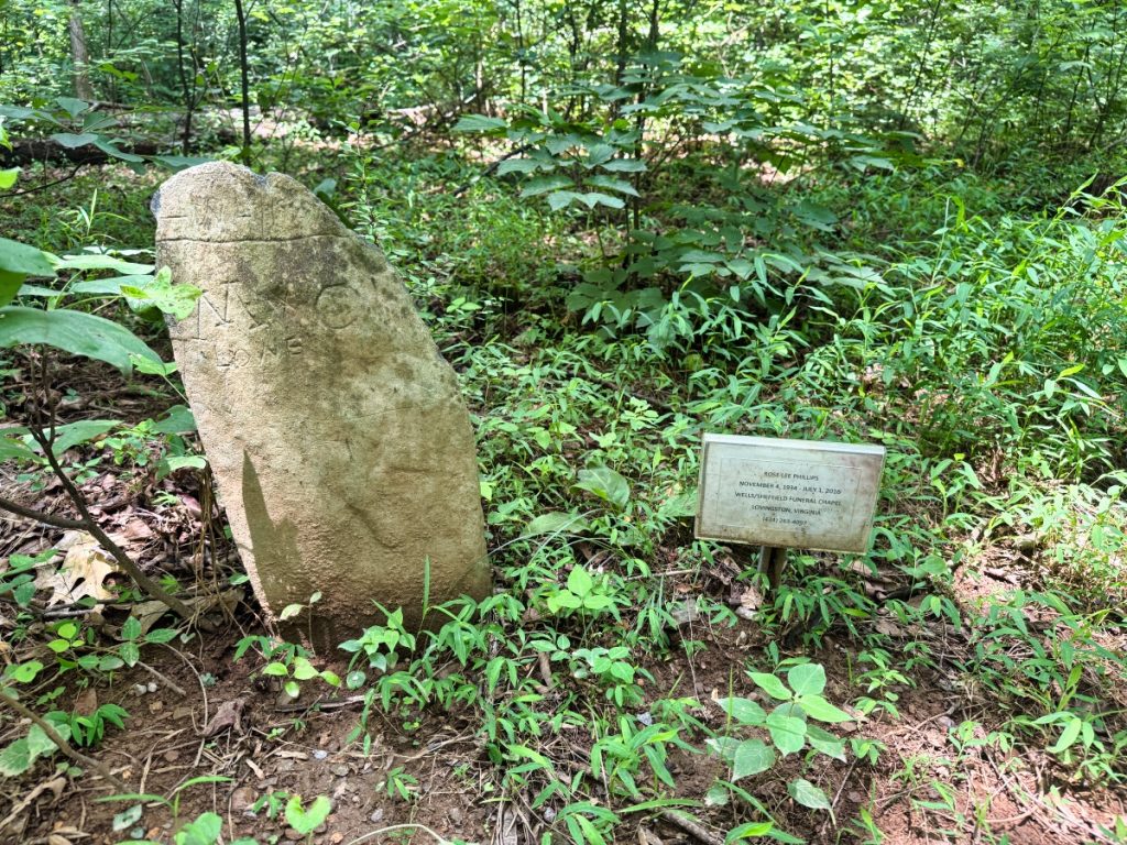 tombstone and place card in lowe family cemetery