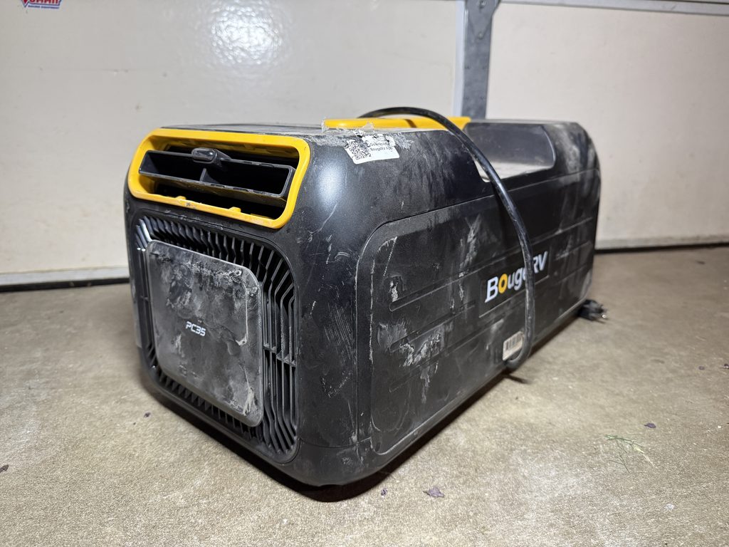 BougeRV PC35 Portable Camp Air Conditioner dusty and scratched up