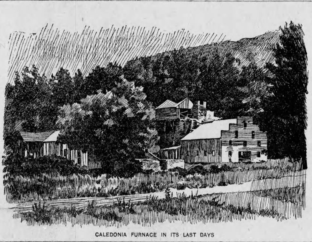 old newspaper sketch of the caledonia furnace 