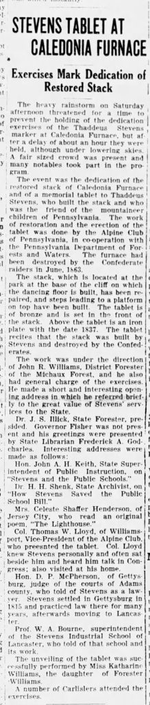 caledonia furnace rebuilt The Sentinel Aug 01 1927