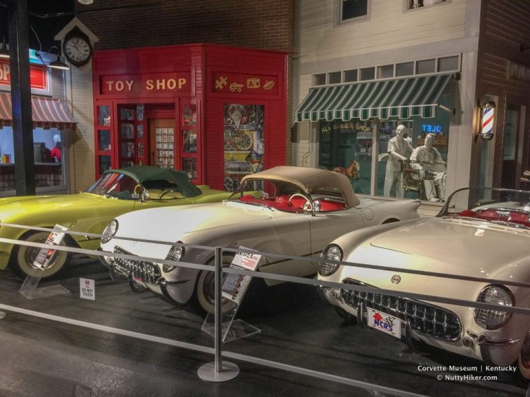 Some of the corvettes that are on display at the National Corvette Museum in Kentucky