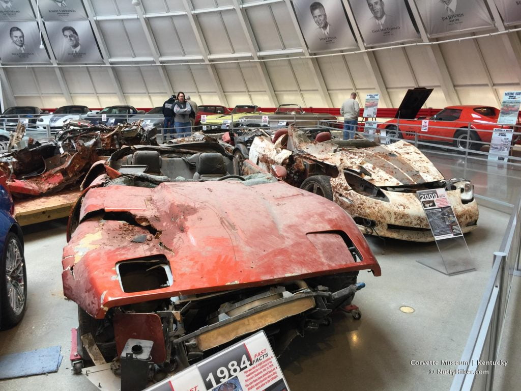 Some of the cars that were destroyed in the sinkhole at the Corvette Museum in 2014
