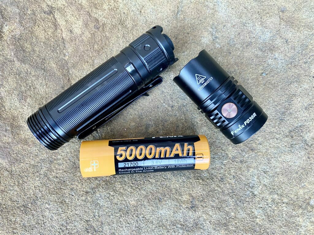 battery component of the fenix pd36r rechargeable flashlight