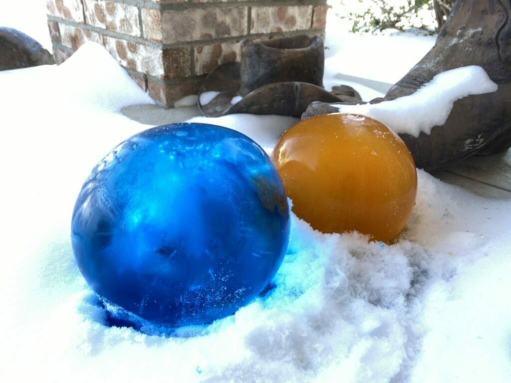 balls made from filling balloons with colored water.