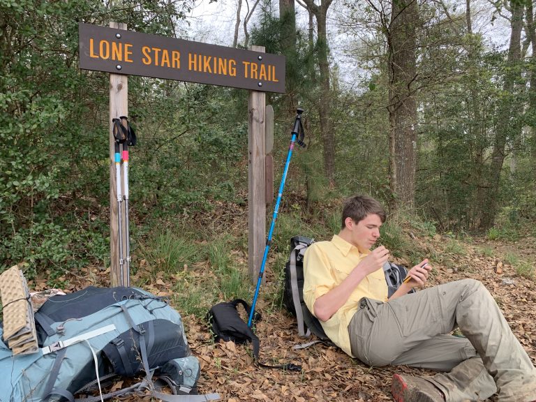Lone Star Hiking Trail Day 4: Stopping for a snack break