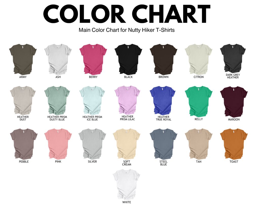 muttyhiker tshirt color chart fourthwall