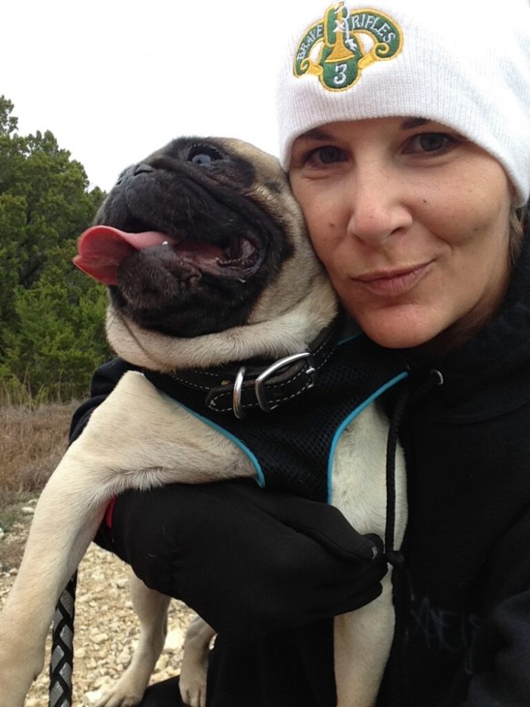 Hiking with my pug at Dana Peak Park near Fort Hood Texas
