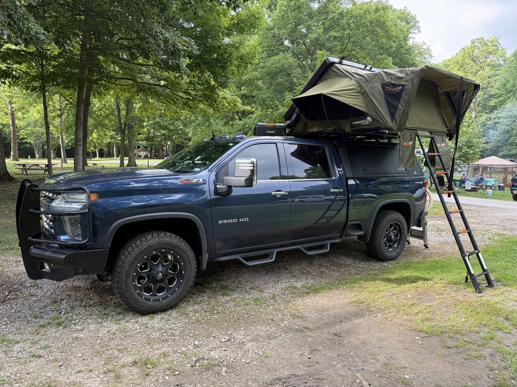 rooftop teny on a truck with the bougerv pc35 placed on the cab