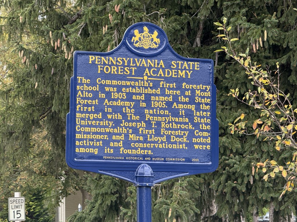historical marker for Pennsylvania State Forest Academy
