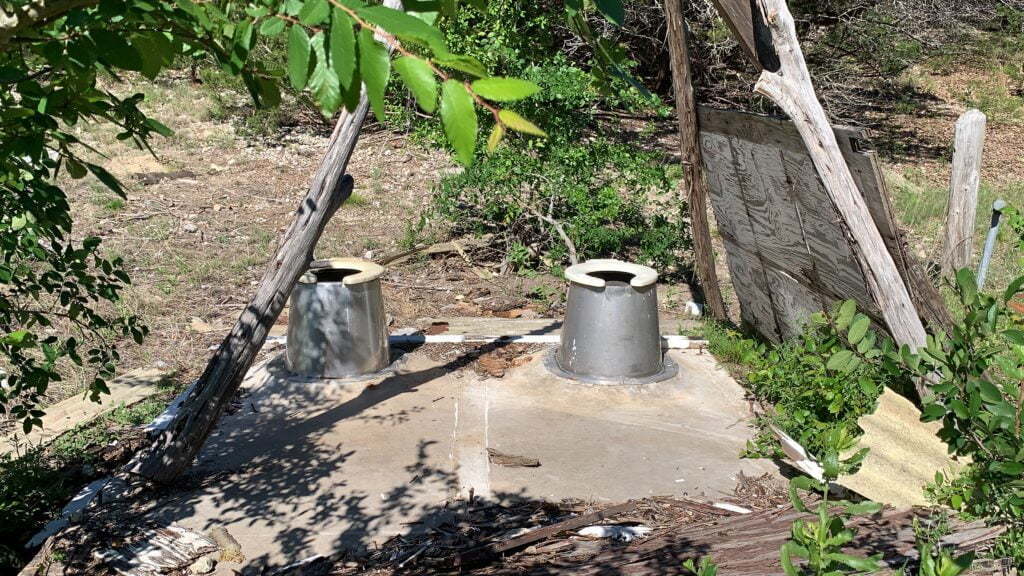 Pit toilet at Sawyer Campground on Goodwater Loop at Lake Georgetown