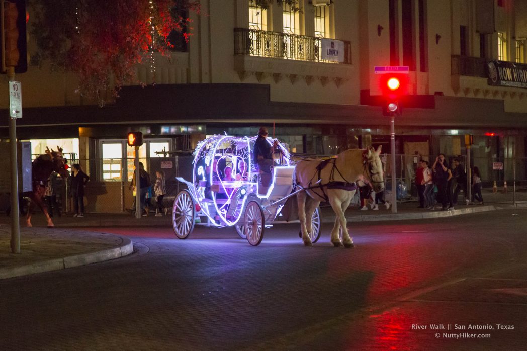 San Antonio River Walk horse drawn carriage rides during Christmas