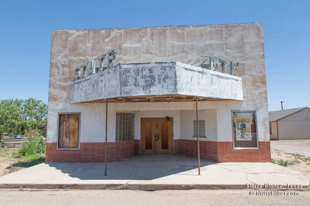 The Adobe State Theatre in Sierra Blanca Texas.