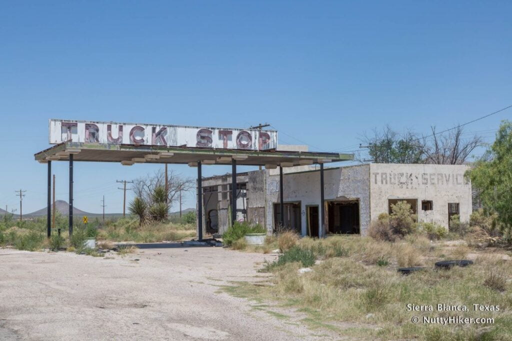 The old and abandoned Sierra Blanca Truck Stop in Sierra Blanca Texas off HWY 80
