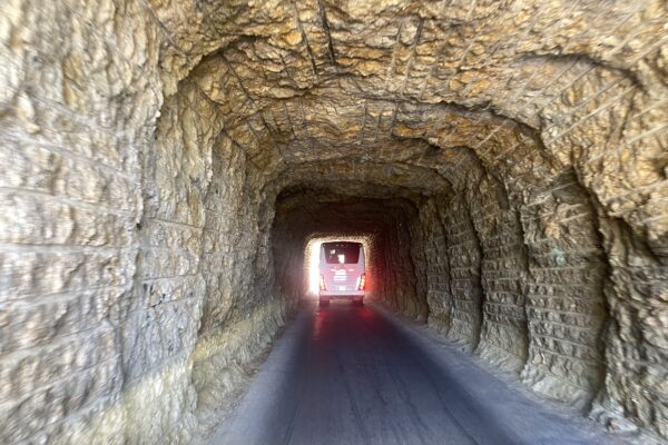 sturgis 2024 day 10 bus going through tunnel