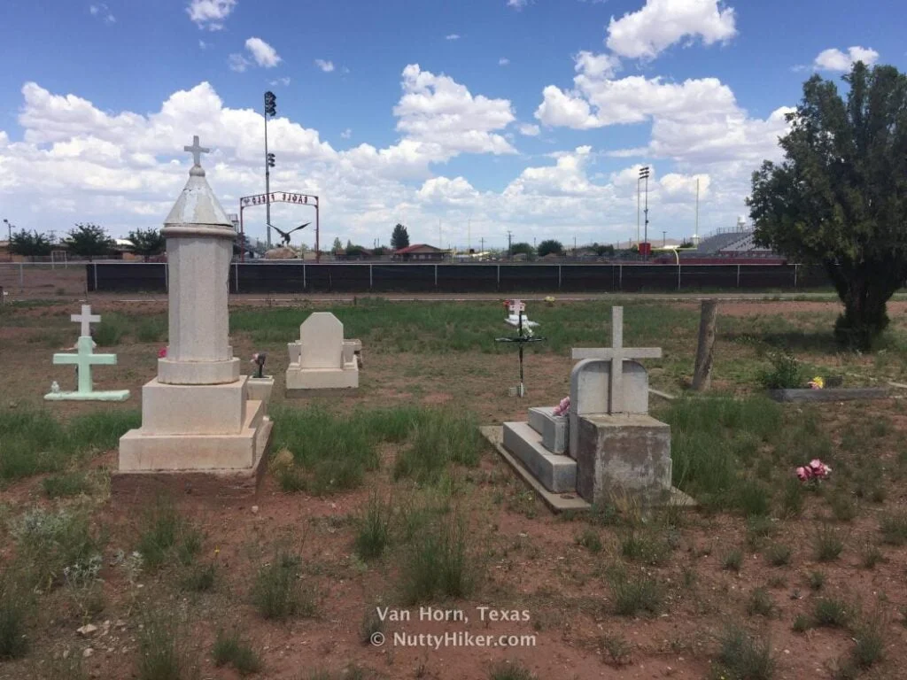 Van Horn Texas Cemetery built next to football field