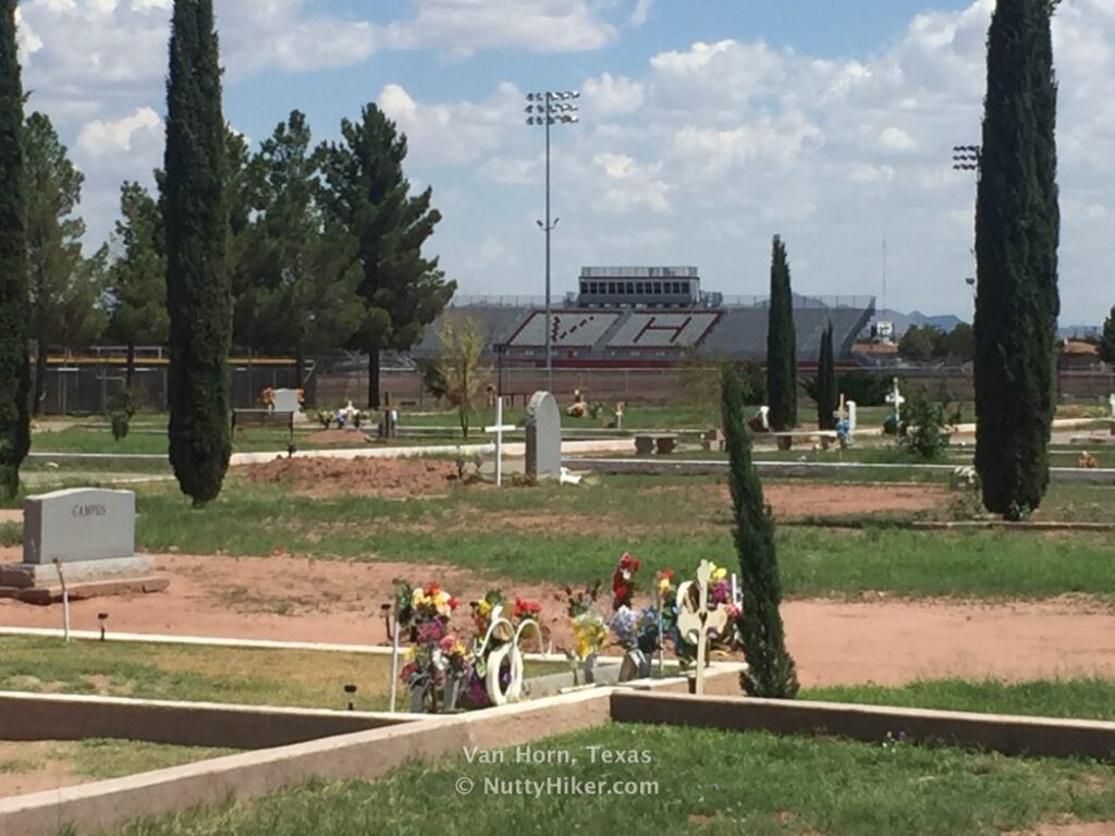 Van Horn Cemetery in Texas. Located next to high school football field!